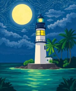 Night Lighthouse Paint Numbers