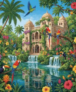 Realistic Tropical Palace Birds Paint By Numbers