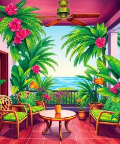 Realistic Tropical Parlor Scene Paint By Numbers
