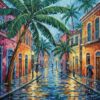 Realistic Tropical Rain Street Paint By Numbers