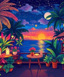 Realistic Tropical Studio Night Paint By Numbers