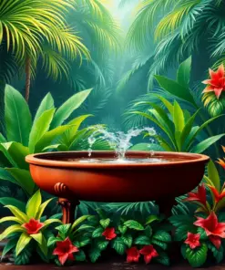 Realistic Tropical Watering Trough Paint By Numbers