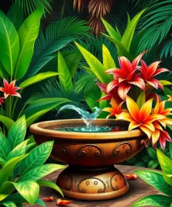 Realistic Tropical Watering Trough Paint By Numbers