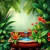 Realistic Tropical Watering Trough paint by numbers