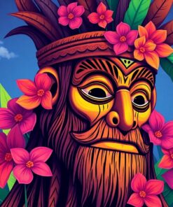 Realistic Tropical Wood Idol Paint By Numbers