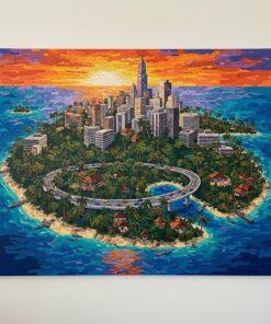 Realistic Urban Island Mural Paint By Numbers