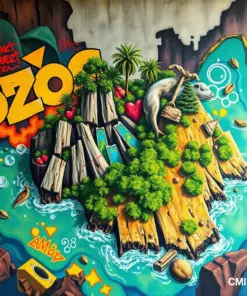 Realistic Urban Island Mural Paint By Numbers