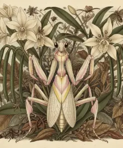 Realistic Vanilla Orchid Mantis paint by numbers
