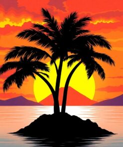 Palm Silhouette Paint Numbers