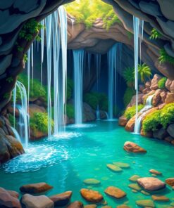 Waterfall Grotto Paint Numbers