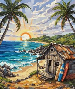 Realistic Weathered Surf Outpost Paint By Numbers