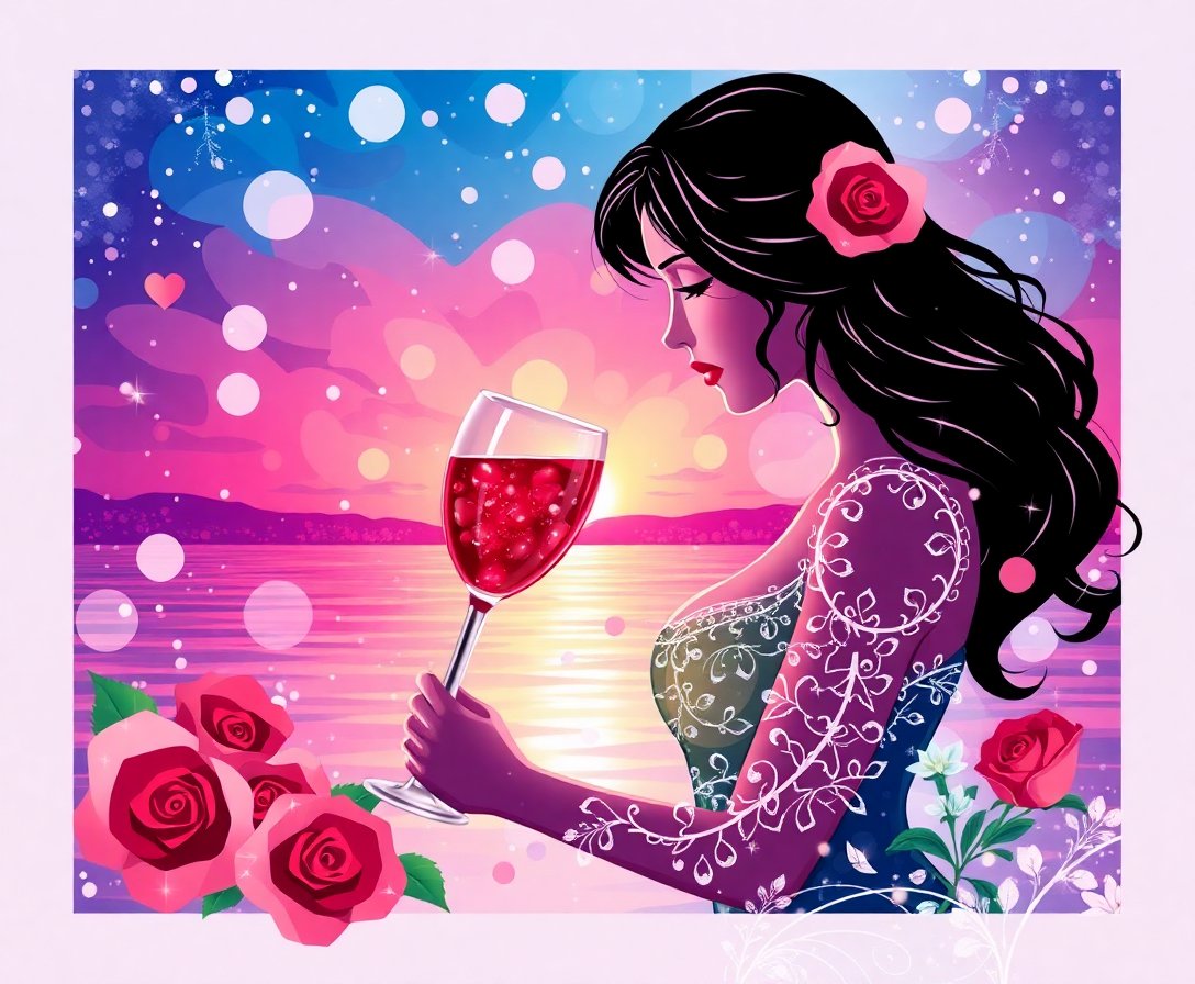 Realistic Wet Glass Romance Paint By Numbers Kit completed