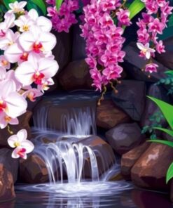 Realistic White Orchid Cascade Paint By Numbers