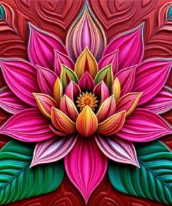 Realistic Wood Carved Lotus Paint By Numbers
