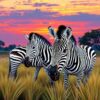 Realistic Zebras At Dusk Paint By Numbers