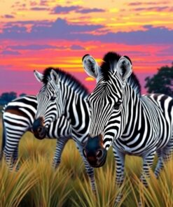 Realistic Zebras At Dusk Paint By Numbers