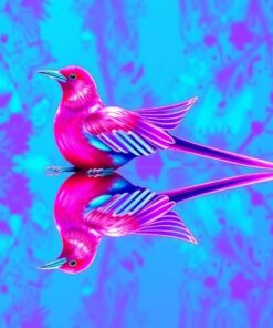 Reflecting Neon Pink Bird Paint By Numbers