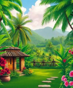 Tropical Greenery Paint Numbers