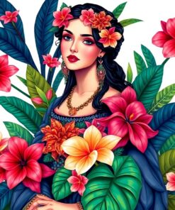 Renaissance Lady Tropical Bloom Paint By Numbers