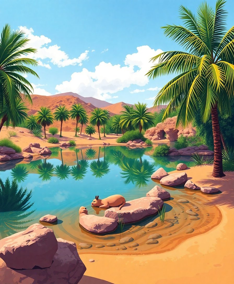 Tropical Waterhole Paint Numbers Tropical Waterhole Paint Numbers