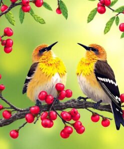 Resting Coastal Cedar Waxwings Paint By Numbers