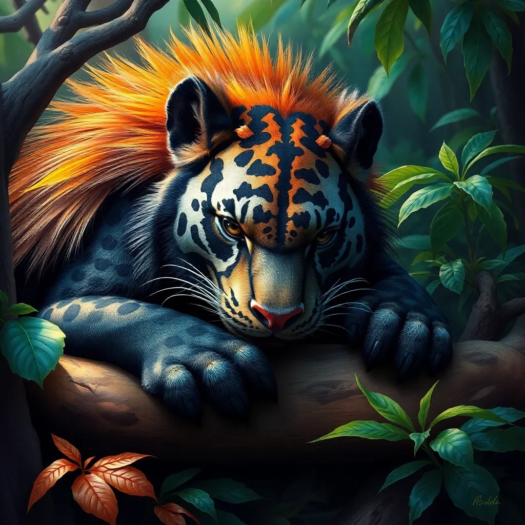 completed artwork display Resting Jungle Predator paint by numbers