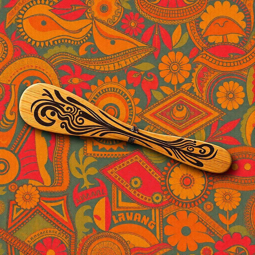 Resting Tribal Wooden Oar Paint By Numbers Kit - Polynesian Art completed