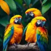 Resting Tropical Gold Macaws Paint by Numbers
