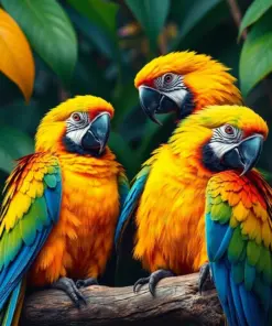 Resting Tropical Gold Macaws Paint by Numbers