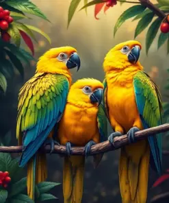 Resting Tropical Gold Macaws Paint By Numbers
