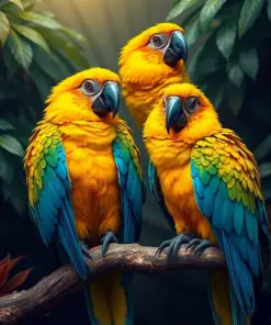 Resting Tropical Gold Macaws paint by numbers