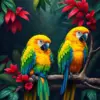 Resting Tropical Gold Macaws Paint by Numbers