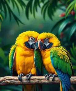 Resting Tropical Gold Macaws Paint By Numbers