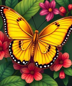 Golden Butterfly Paint Numbers