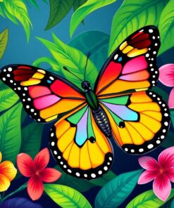 Resting Tropical Jungle Butterfly Paint By Numbers
