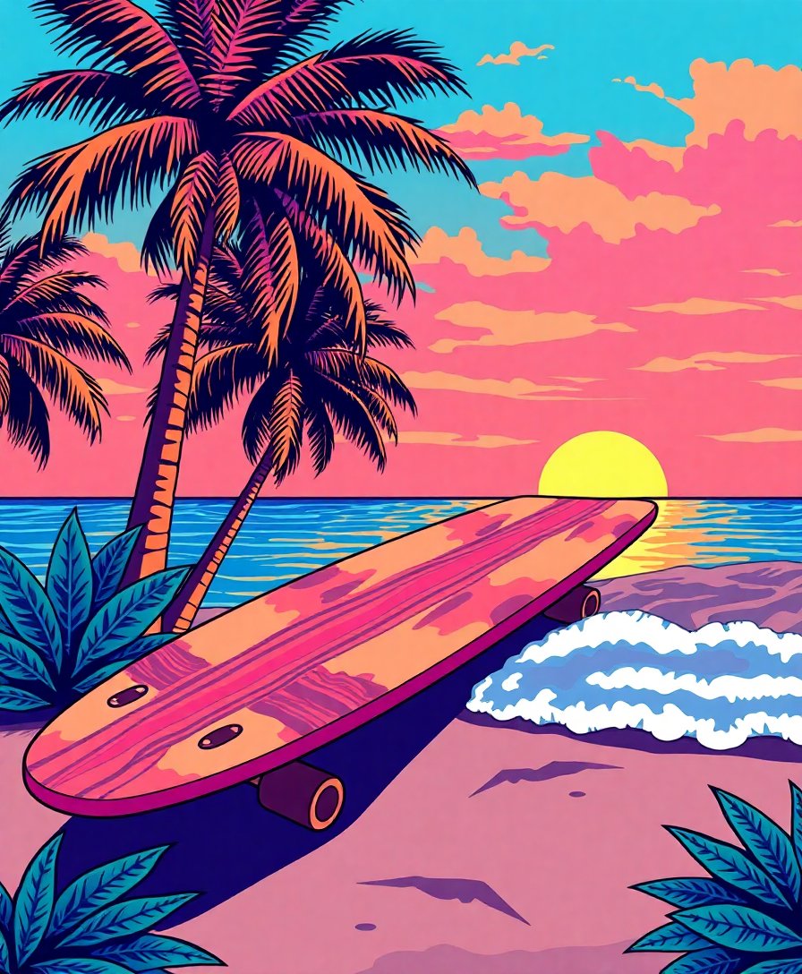 Retro Longboard Paint Numbers Retro Longboard Paint Numbers