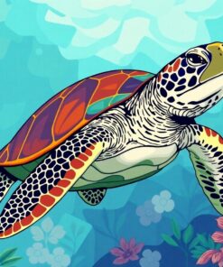 Resting Tropical Sea Turtle Paint By Numbers