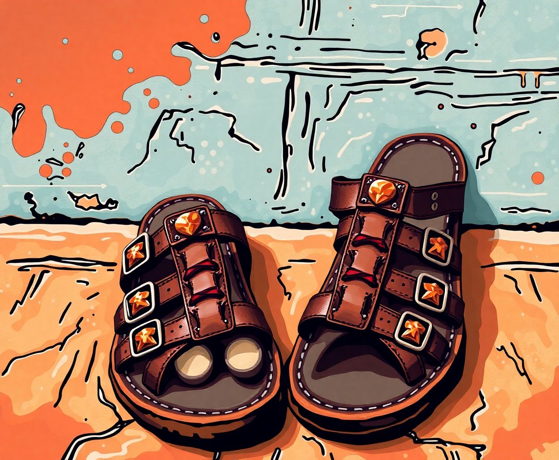 resting-vintage-leather-sandals-paint-by-numbers-kit