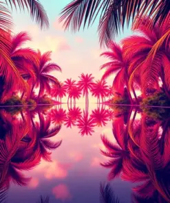 Retro 3D Palm Reflection Paint By Numbers