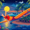 Retro Aircraft Tropical Night Paint By Numbers