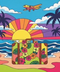Retro Aloha Luggage Ticket Paint By Numbers