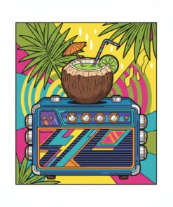 Retro Amplifier Coconut Drink Paint By Numbers