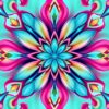 Retro Aqua Blossom Symmetry Paint By Numbers