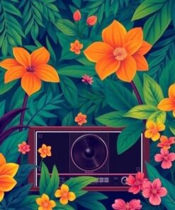 Retro Audio Jungle Blooms Paint By Numbers