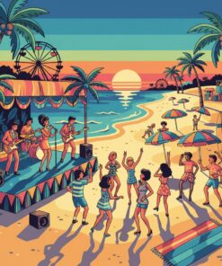 Retro Beach Concert Scene Paint By Numbers