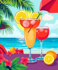 Retro Beachside Margarita Paint By Numbers