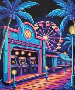 Retro Boardwalk Arcade Glow Paint By Numbers