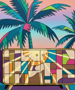 Retro Cabinet Palm Glare Paint By Numbers