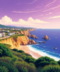 Retro Cliffside Ocean Drive Paint By Numbers