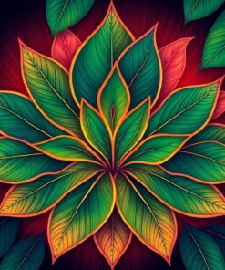 Retro Emerald Leaf Radiance Paint By Numbers